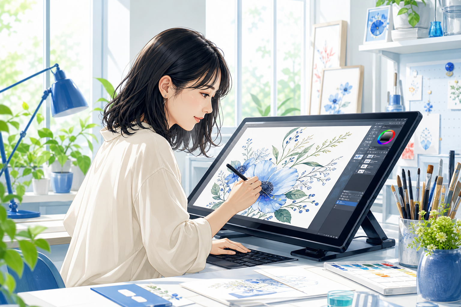 作品をつくるクリエイターのイラスト